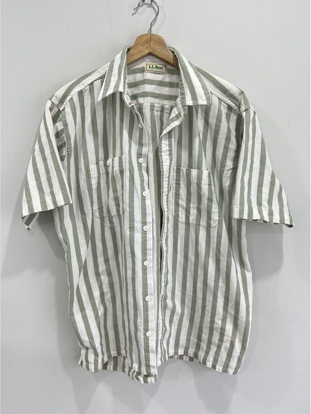 Vintage LL Bean Shirt Sleeve Button Up Shirt striped usa